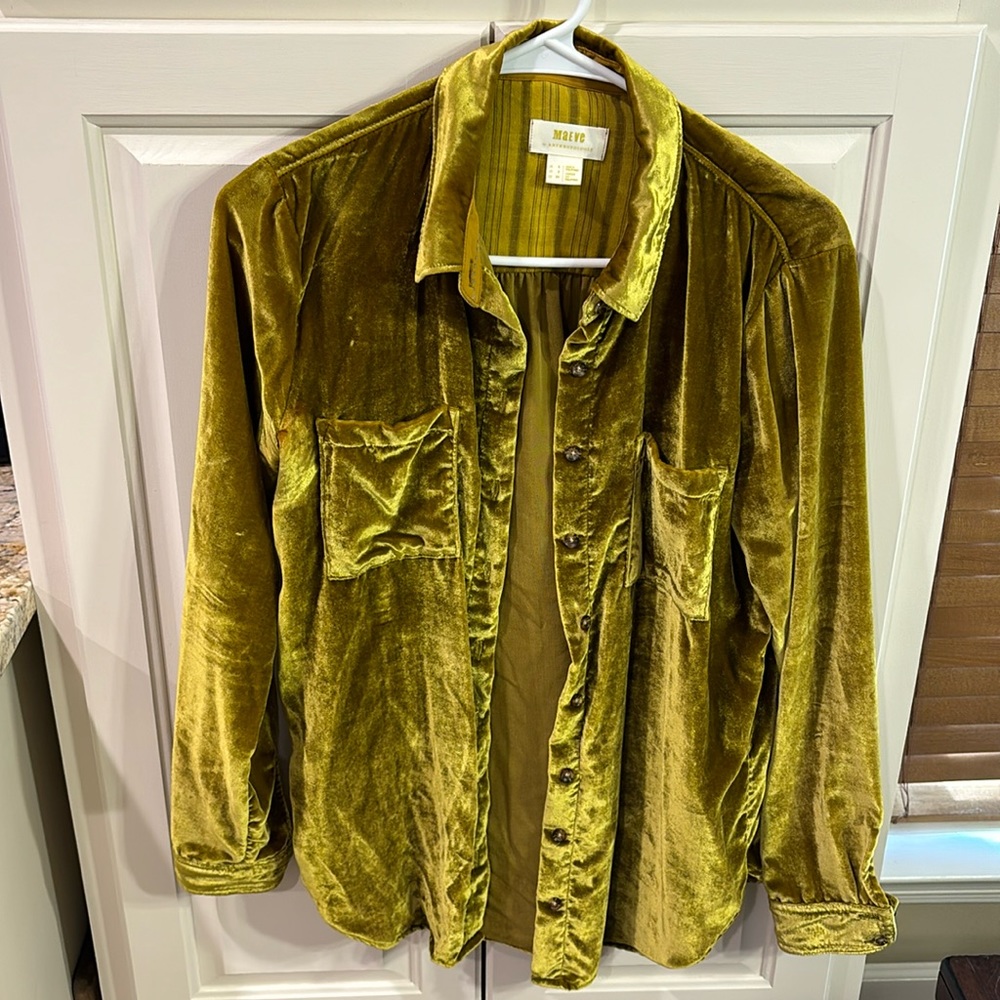 Velvet gold-greenish top. Size 2.